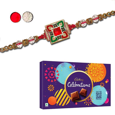 "Zardosi Rakhi - ZR-5210 A (Single Rakhi), Cadbury Celebrations box - Click here to View more details about this Product